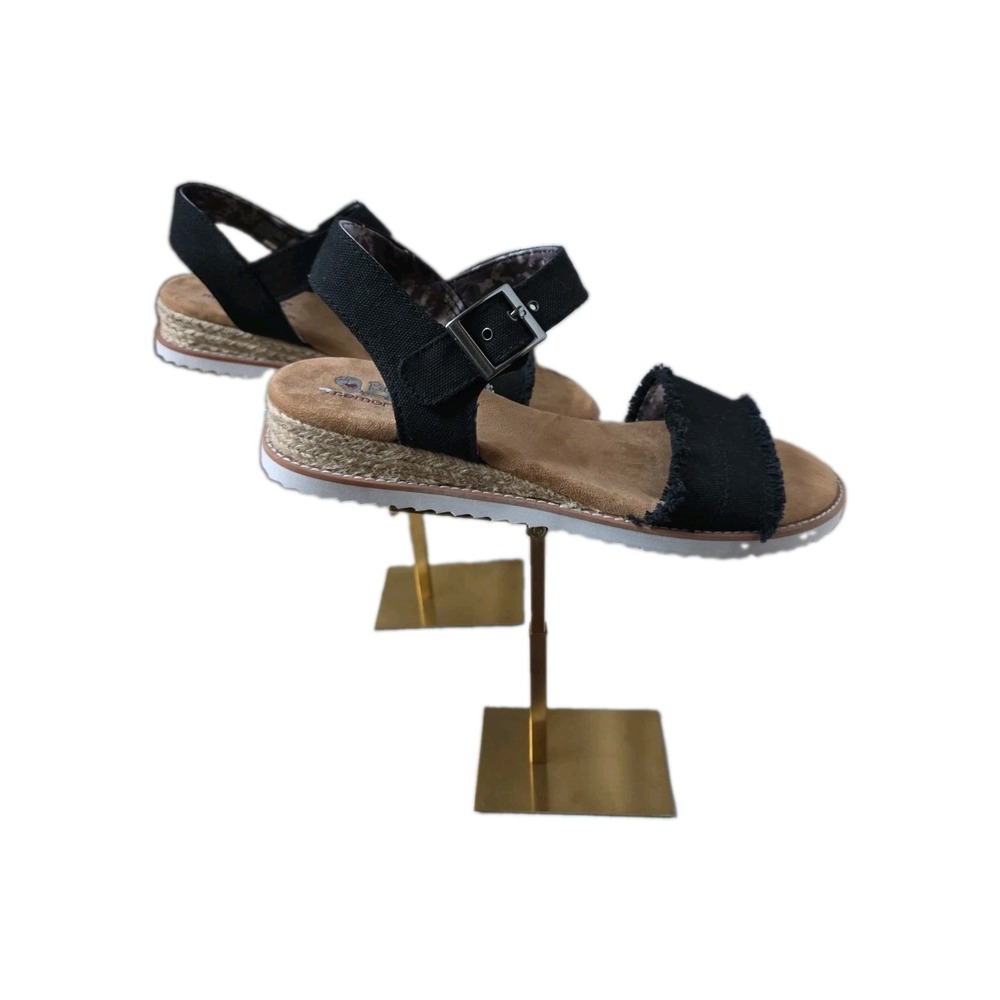 Skechers BOBS Desert Kiss Black Strappy Memory Fm Wedge Sandals Wms Size 11 NWT - Picture 8 of 16